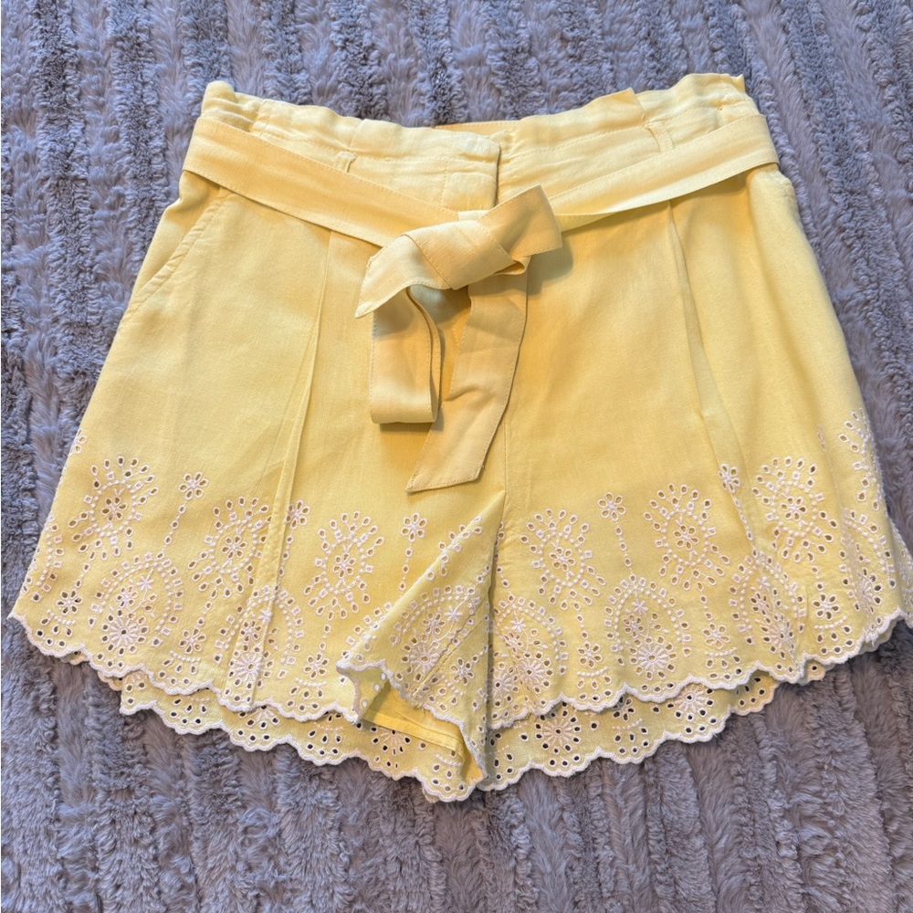 LOFT Yellow Eyelet Trim Shorts